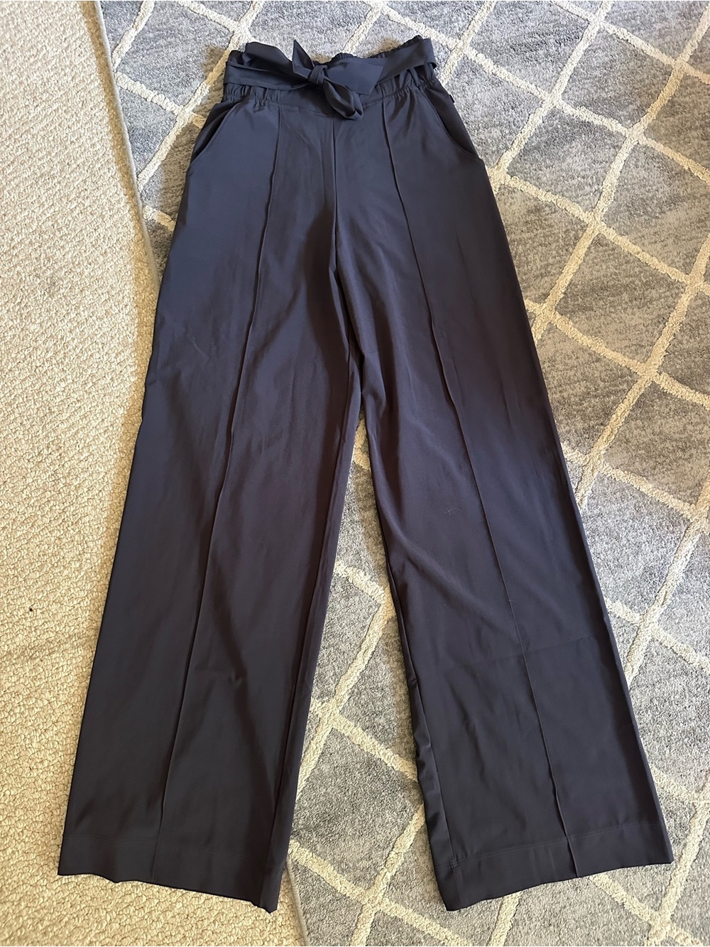 Lululemon High-Waist Wide Leg Black Tie-Waist Pants